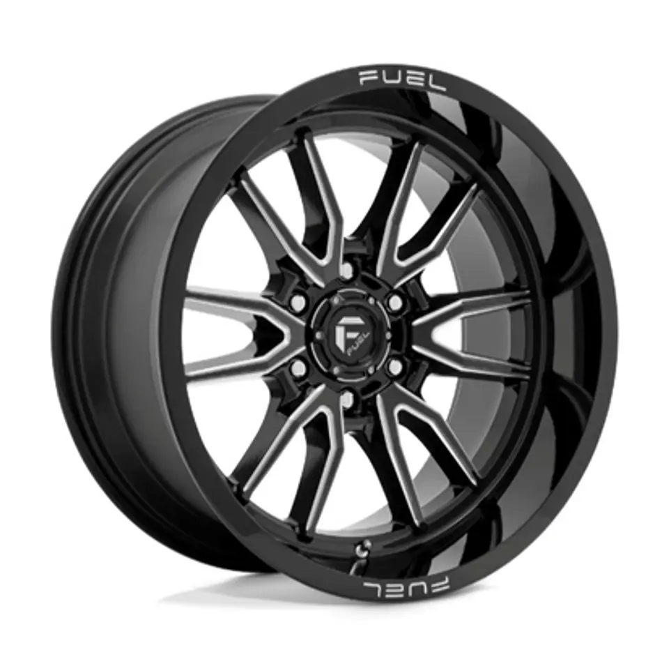 Juego de 4 llantas Fuel CLASH 6 17X9 6X139.7 ET-12 GLOSS BLACK MILLED 1