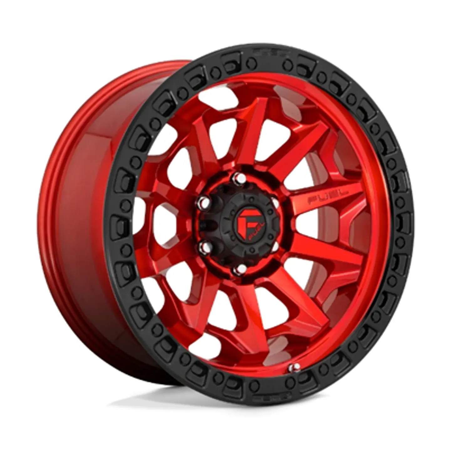 Juego de 4 llantas Fuel COVERT 17X9 6X139.7 ET-12 CANDY RED BLACK BEAD RING 1