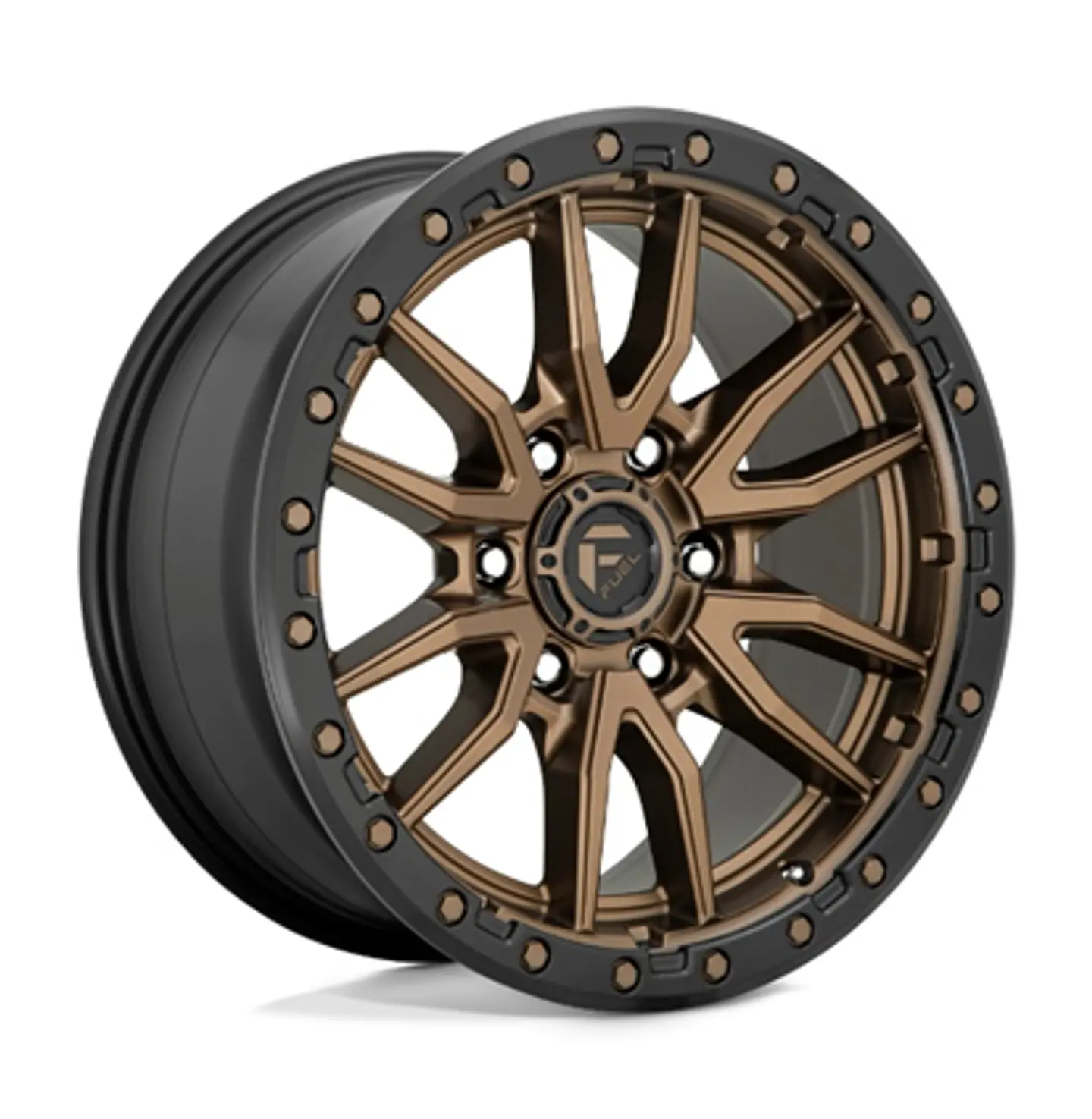 Juego de 4 llantas Fuel REBEL 20X10 6X139.7 ET-18 MATTE BRONZE BLACK LIP 1