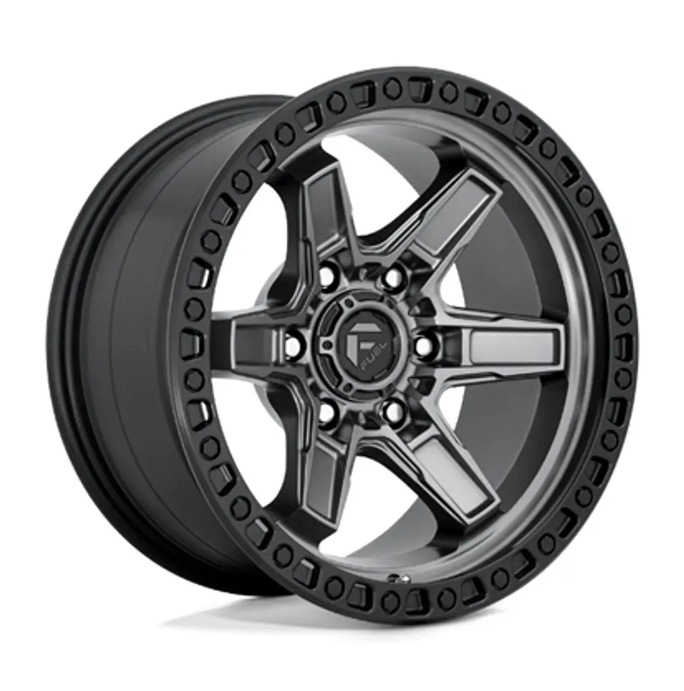Juego de 4 llantas Fuel KICKER 17X9 6X114.3 ET+12 MATTE GUN METAL BLACK LIP 1