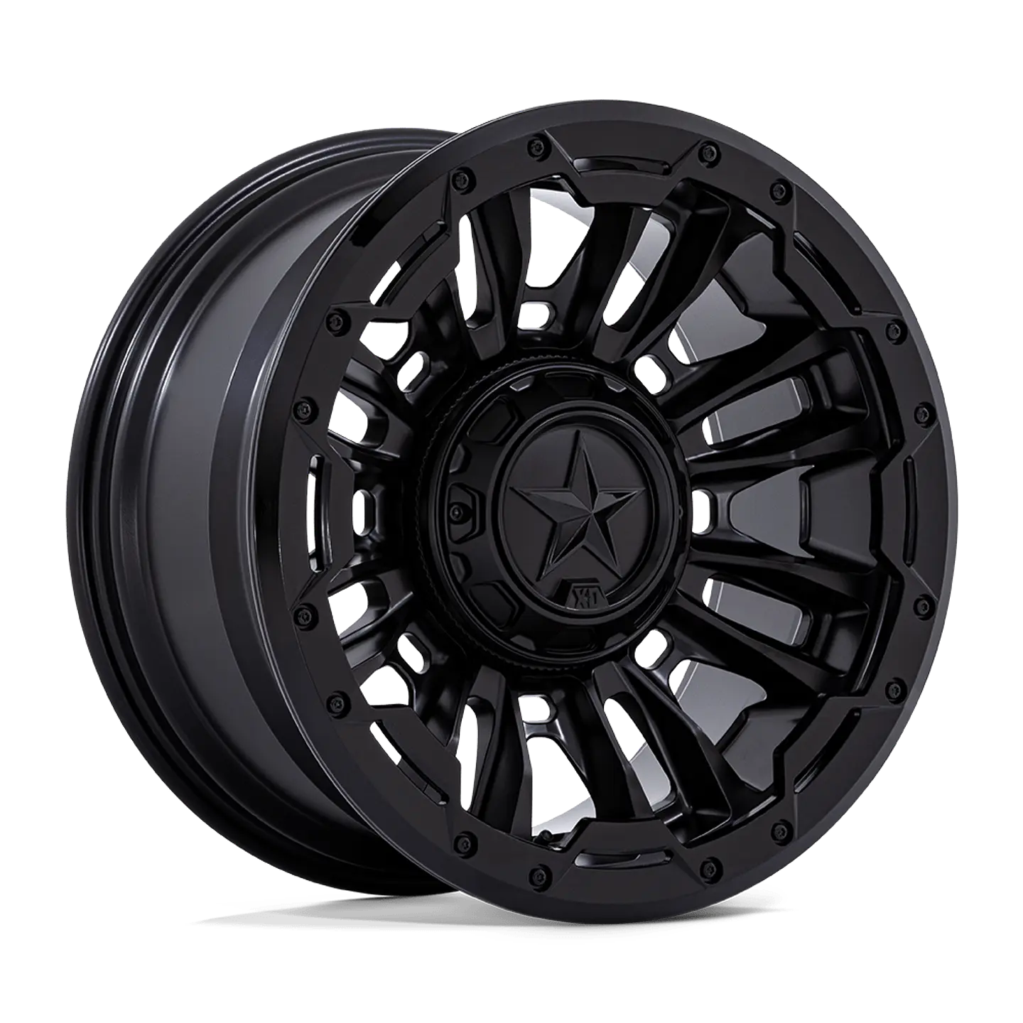 Juego de 4 llantas XD XD870 BOMBER 20X9 6X135/6X139.7 ET+1 MATTE BLACK W/ GLOSS BLACK RING 1