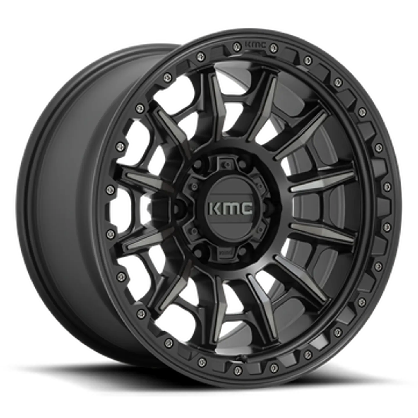 Juego de 4 llantas KMC KM547 CARNAGE 17X9 6X139.7 ET-12 SATIN BLACK WITH GRAY 1
