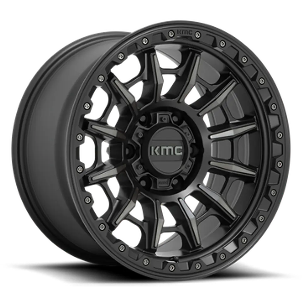 Juego de 4 llantas KMC KM547 CARNAGE 17X9 6X139.7 ET-12 SATIN BLACK WITH GRAY 1