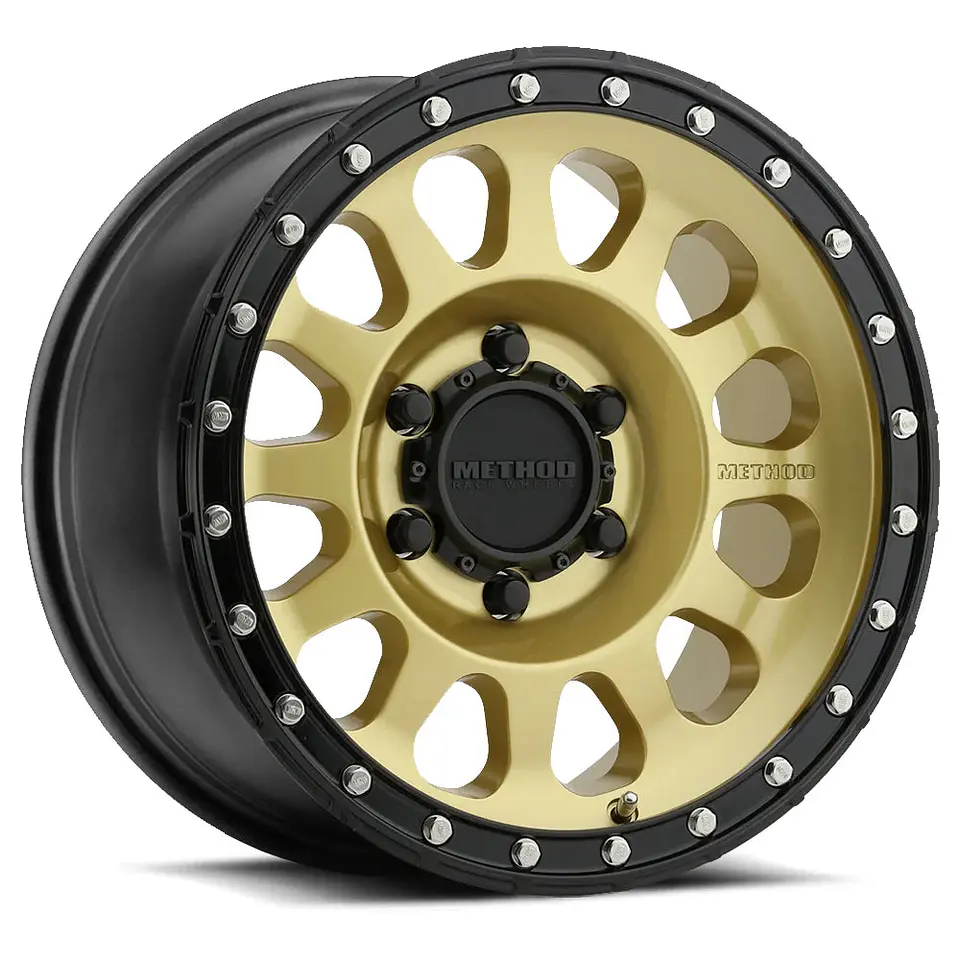 Juego de 4 llantas Method MR315 17x8.5 6x139.7 ET 00 Gold & Gloss Black Lip 1