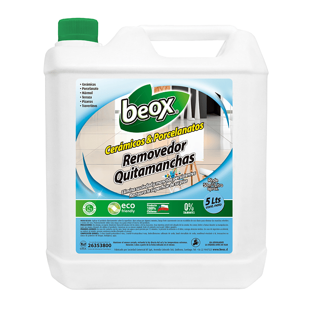 Removedor Manchas Piso Porcelanato Y Ceramicas Beox® 5Litros