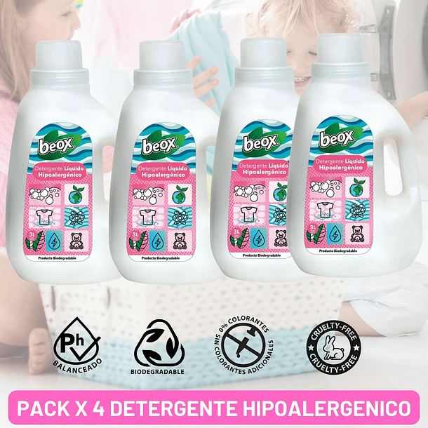 Pack 4 X Detergente Hipoalergenico Beox® 12 Litros