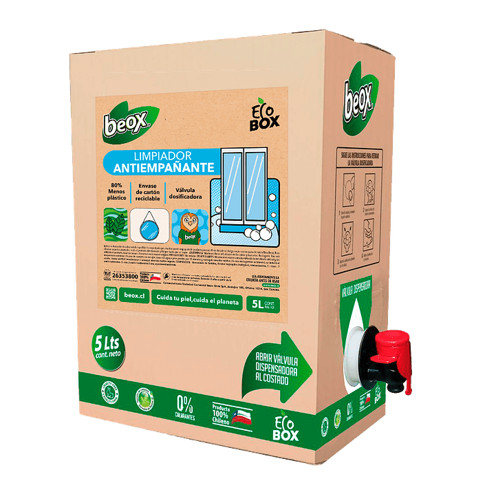 Limpiador Antiempañante Vidrios Beox® Ecobox 5 Lts 1