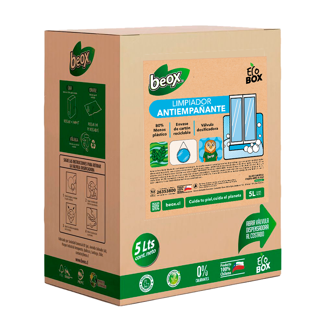 Limpiador Antiempañante Vidrios Beox® Ecobox 5 Lts 2