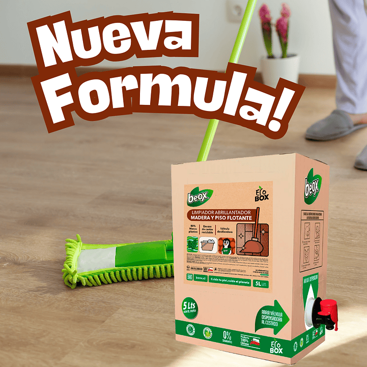 Limpiador Abrillantador Piso Flotante Y Parquet Beox® Ecobox 5 Lts 3