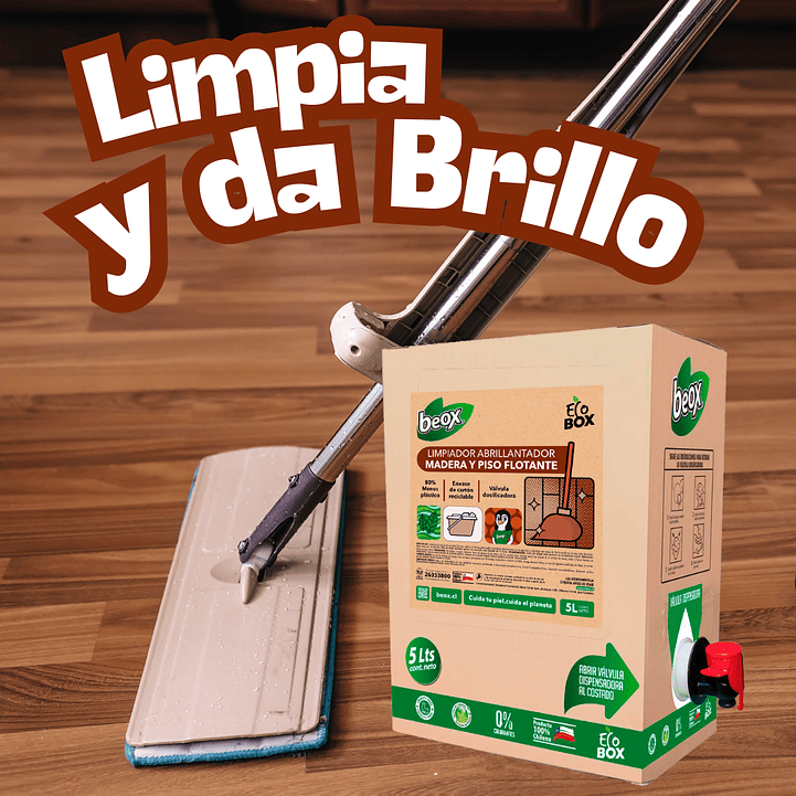 Limpiador Abrillantador Piso Flotante Y Parquet Beox® Ecobox 5 Lts 4