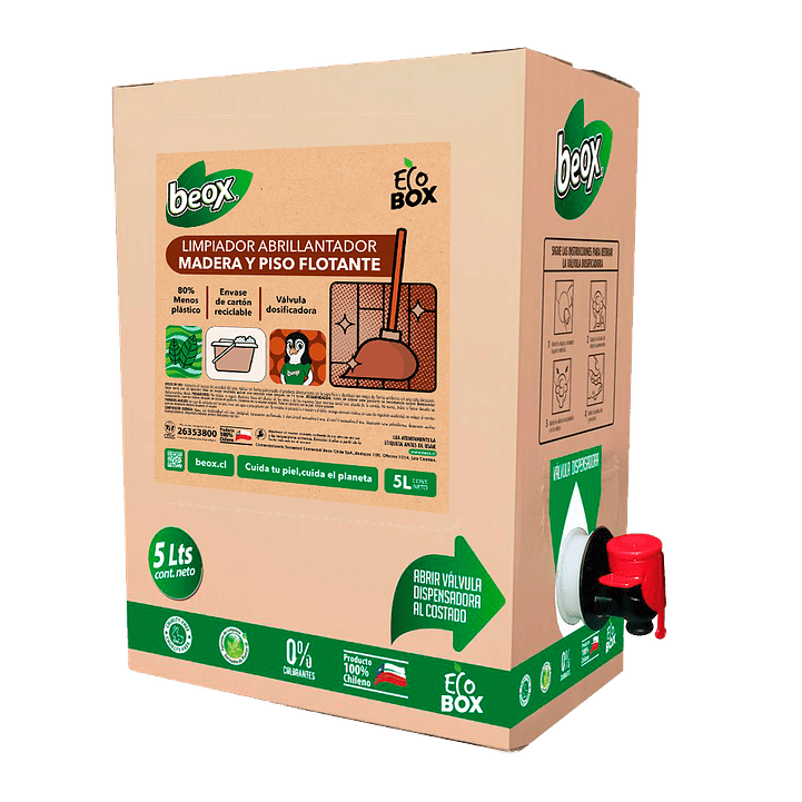 Limpiador Abrillantador Piso Flotante Y Parquet Beox® Ecobox 5 Lts 1