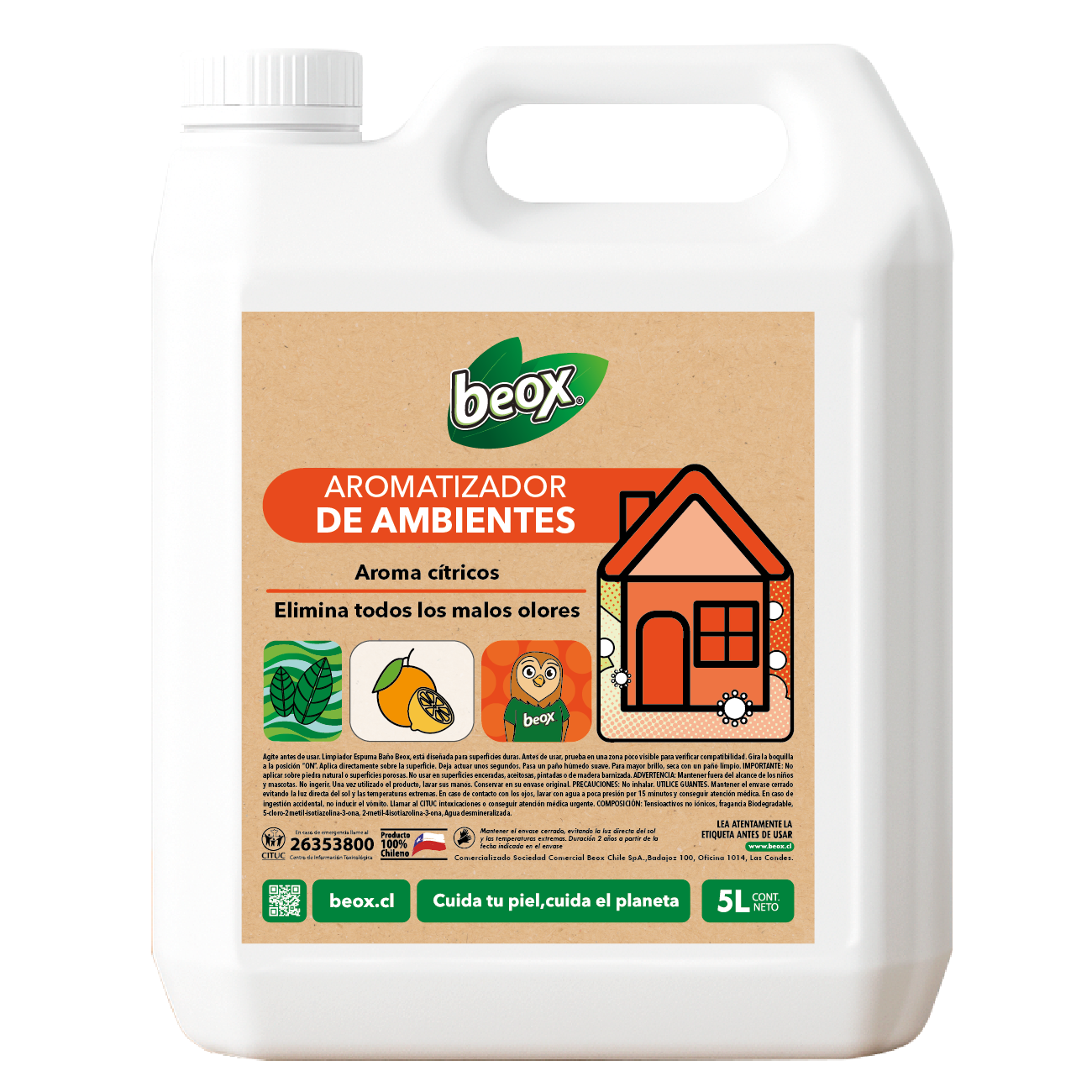 Aromatizador Telas Y Ambientes Citricos Beox® 5Lts