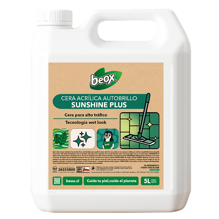 Cera Alto Trafico Maximo Brillo  Sunshine Plus Beox® 5 Lts 1