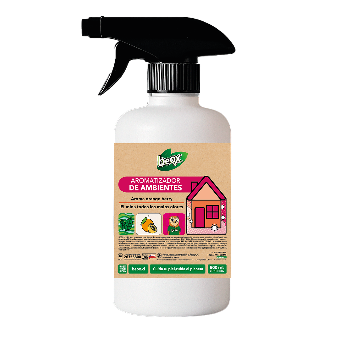 Aromatizador Telas Y Ambientes Orange Strawberry Beox® 500 Ml 1