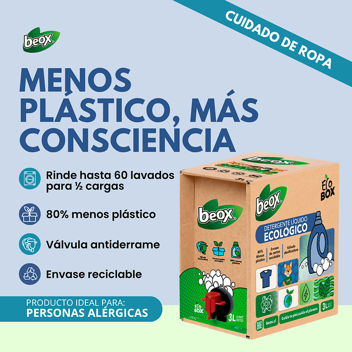 Detergente Liquido Ecologico Beox® Ecobox 3 Lts 2
