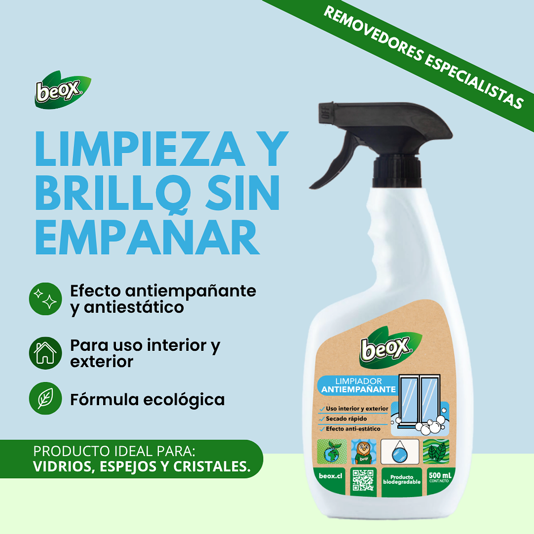 Limpiador Antiempañante Vidrios Beox® 500 Ml 2