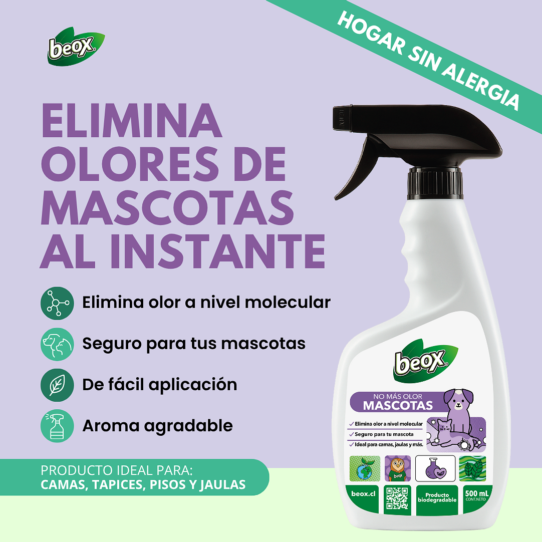 Elimina Destructor Olores Mascotas Beox® 500 Ml 2