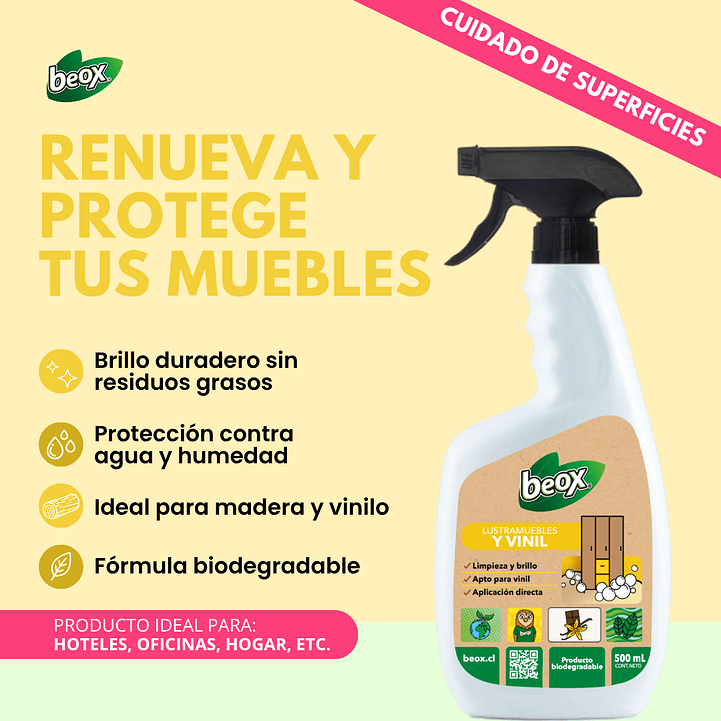 Lustra Muebles Y Vinil Beox® 500 Ml 2
