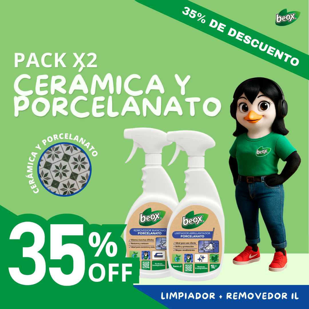 Removedor Manchas + Limpiador Abrillantador Piso Porcelanato Cerámicos Beox® 1 Lt