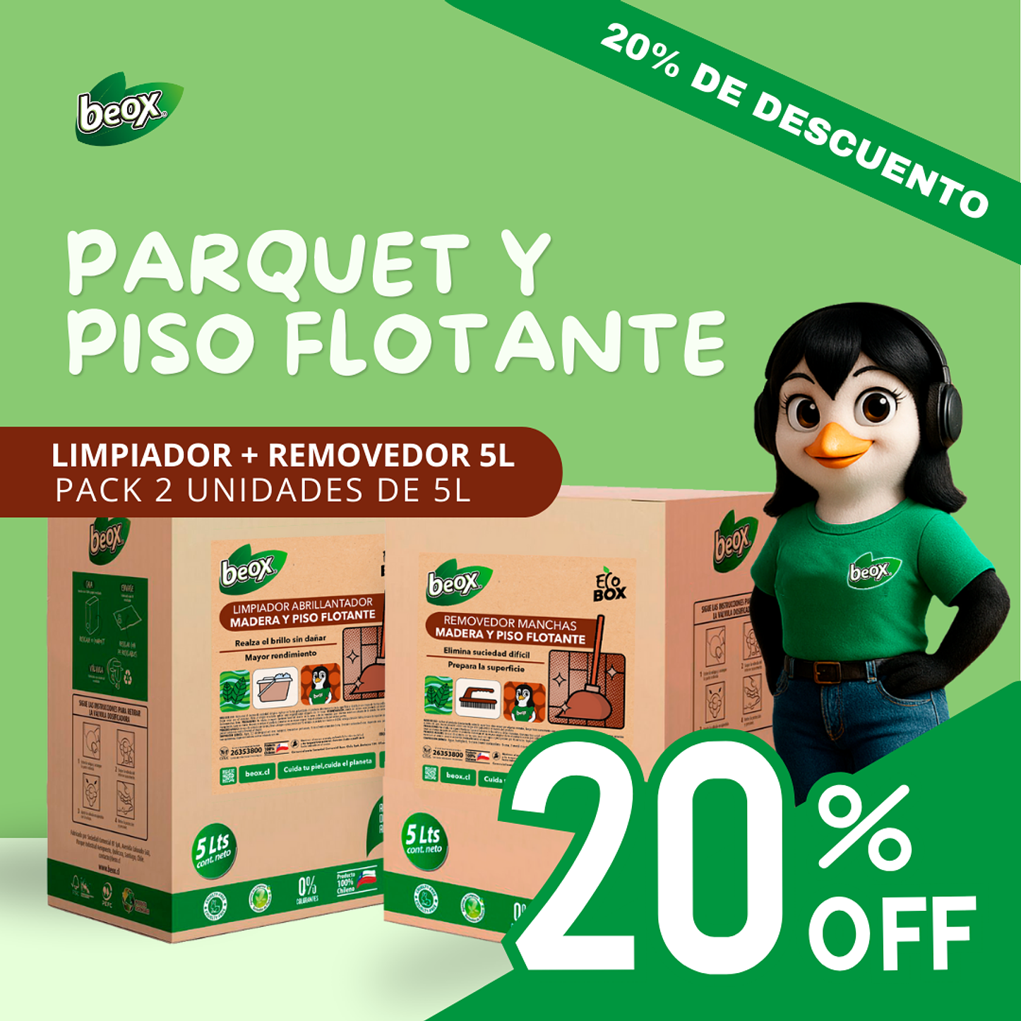 Removedor + Limpiador Piso Flotante/Laminado Beox® 5 Lts 1