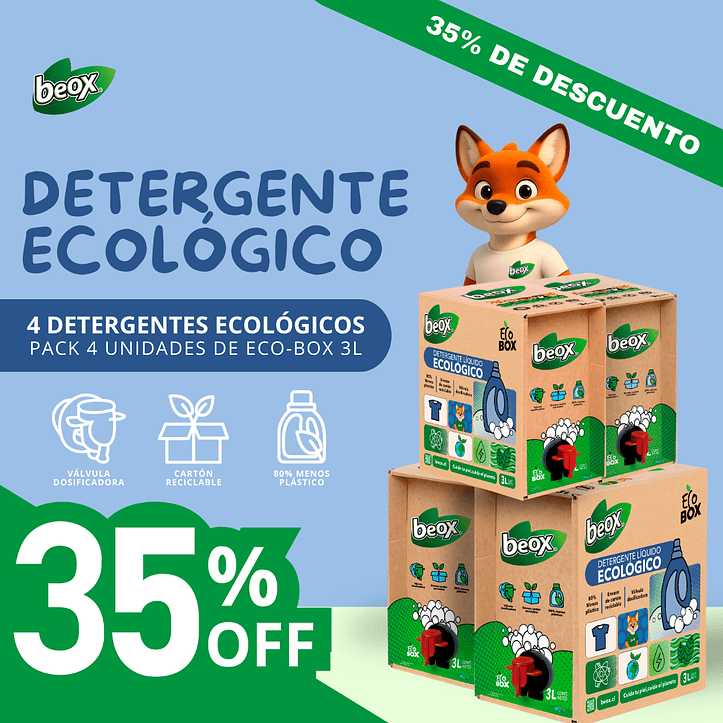 Pack x 4 Detergente Ecologico Beox® Ecobox 3 Lts c/u 1