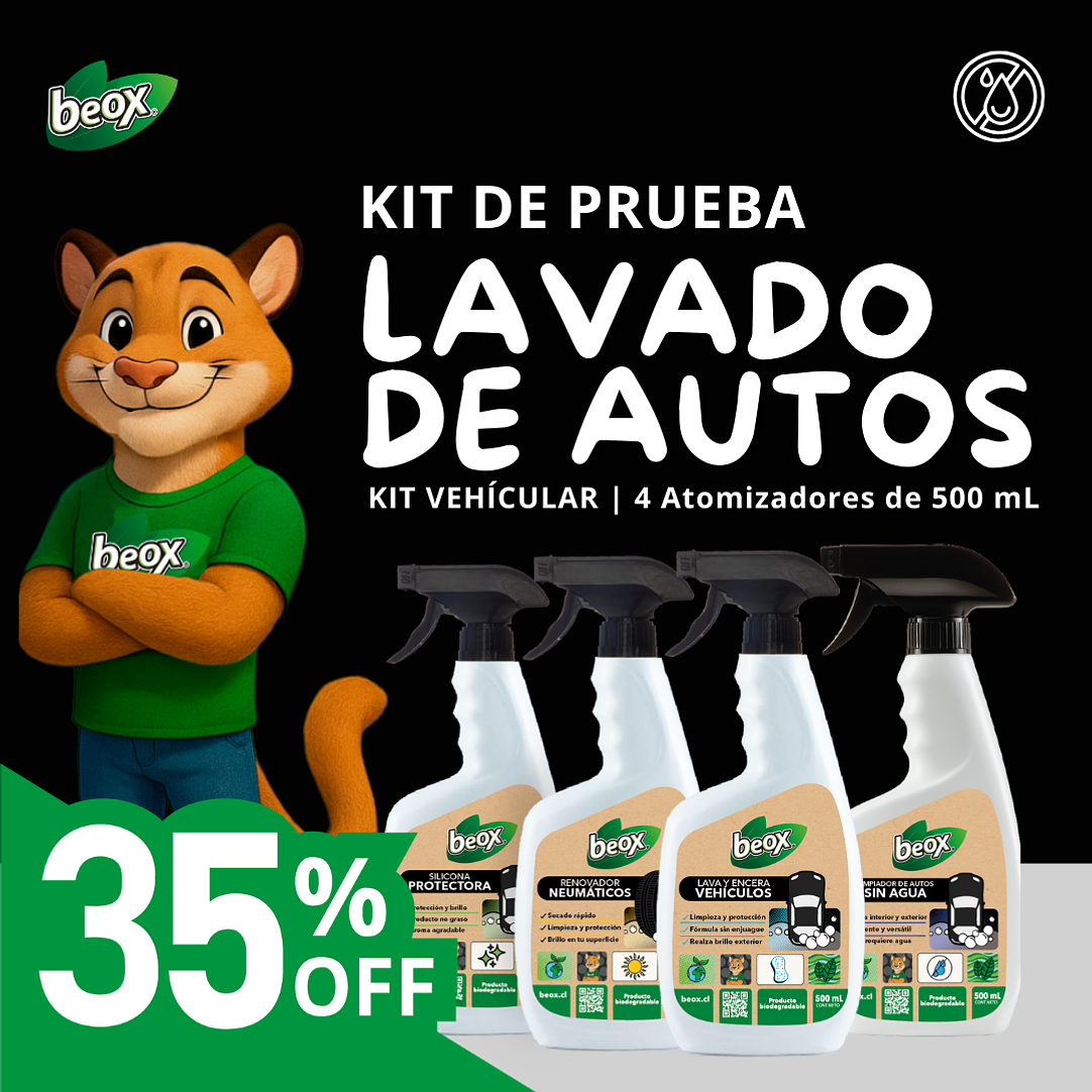 Kit De Prueba Lavado Auto Sin Agua Beox® 1