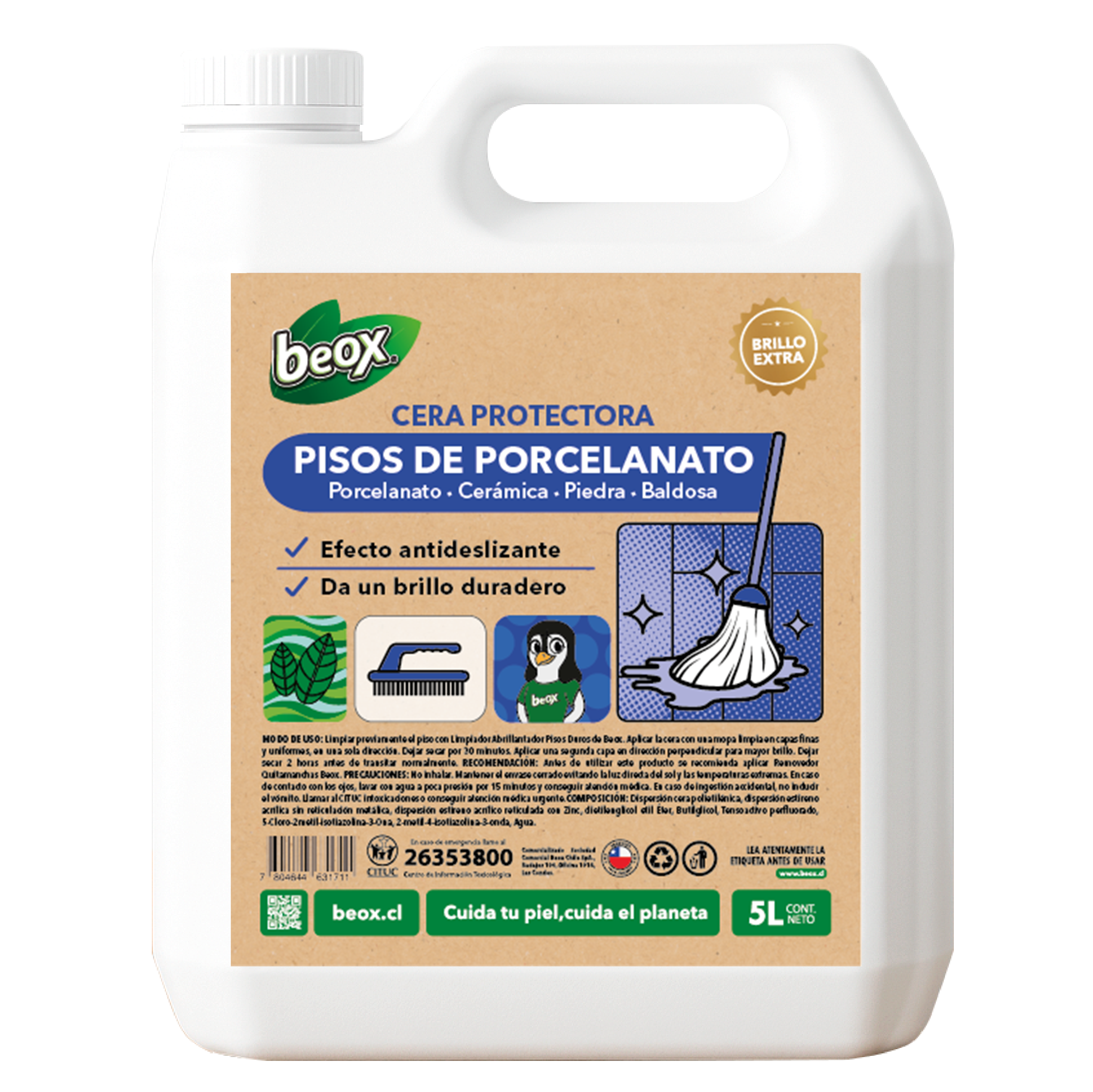 Cera Protectora Pisos de Porcelanato Ceramicos Beox® 5 Lts