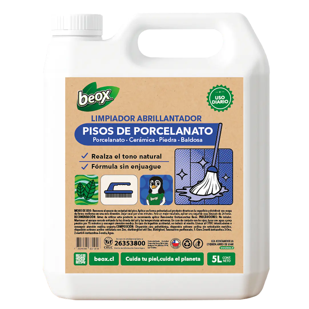 Limpiador Abrillantador Pisos Porcelanato y Ceramicas. Beox®5 Lts 1