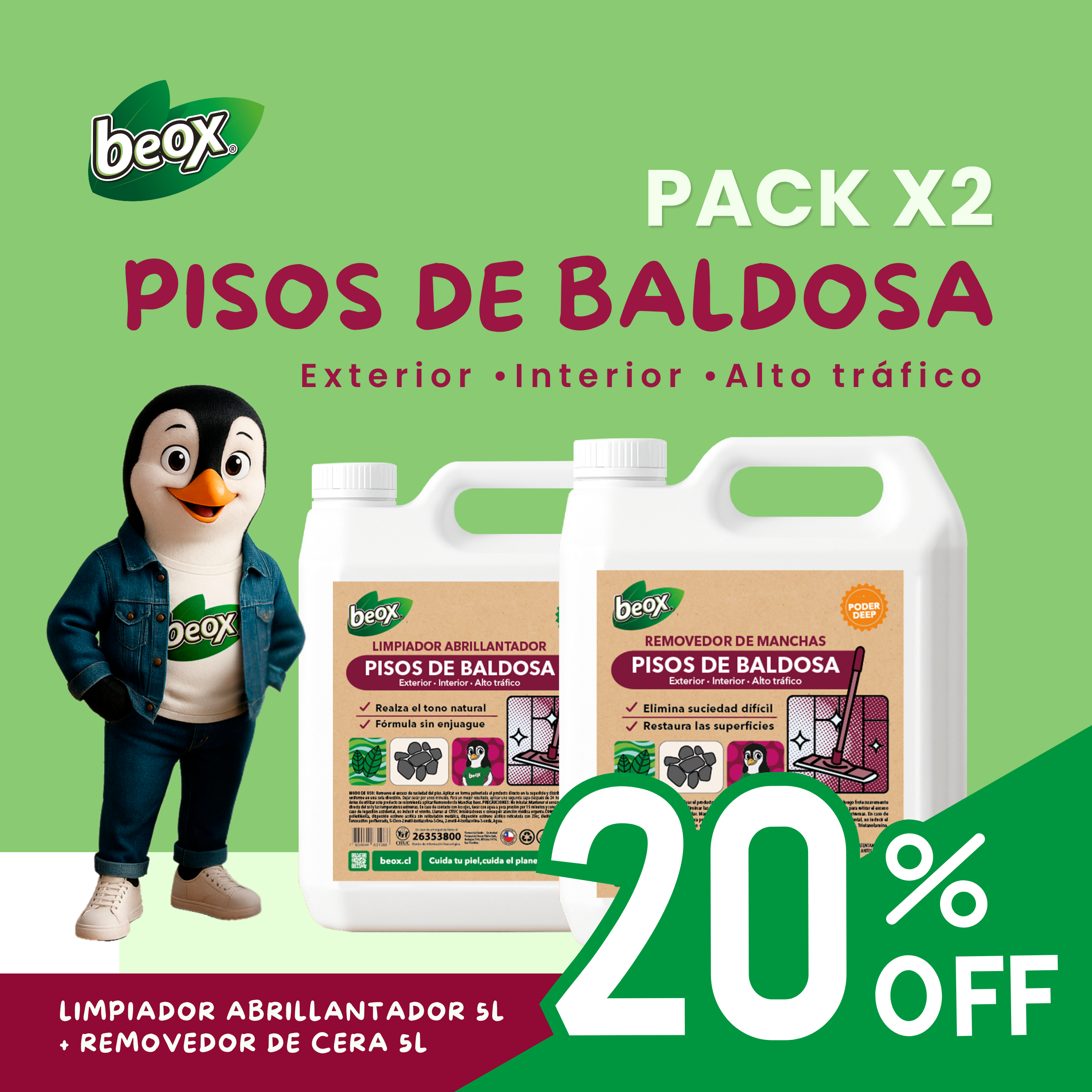 Removedor + Limpiador Abrilanta Piedras Y Baldosas Beox® 5Lts
