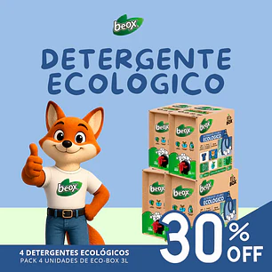 Pack x4 Detergente Ecológico Beox® EcoBox – 3 L c/u