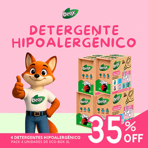 Pack x4 Detergente Hipoalergénico Beox® EcoBox – 3 L c/u