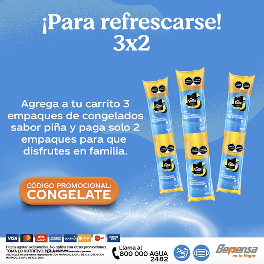 3x2 Congelados Valle frut Piña 125ml 12 piezas