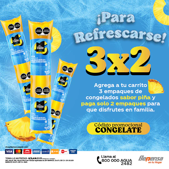 Congelados Valle frut Piña 125ml 12 piezas