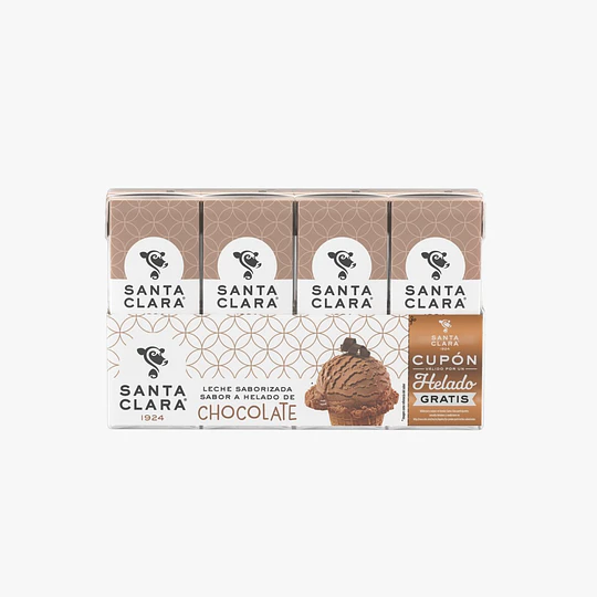 Leche Santa Clara Chocolate 200 ml 4 Piezas + Cupón Helado Gratis