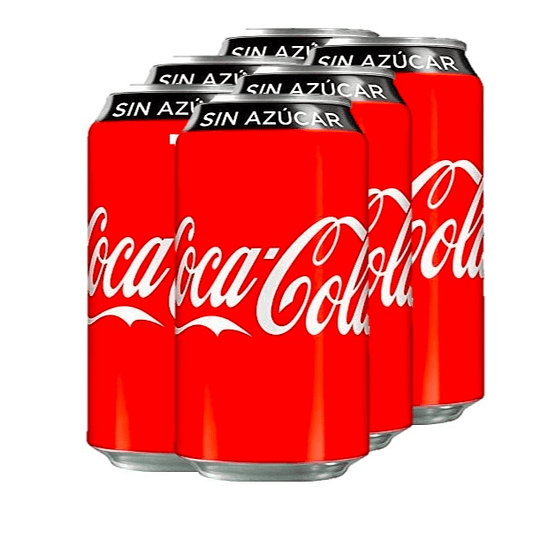 Six Pack Coca Cola sin Azúcar 355ml Lata 6 Piezas