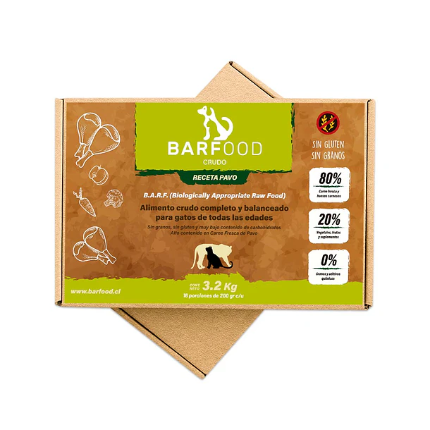 Crudo de Pavo (para Gatos) 3.2 kg