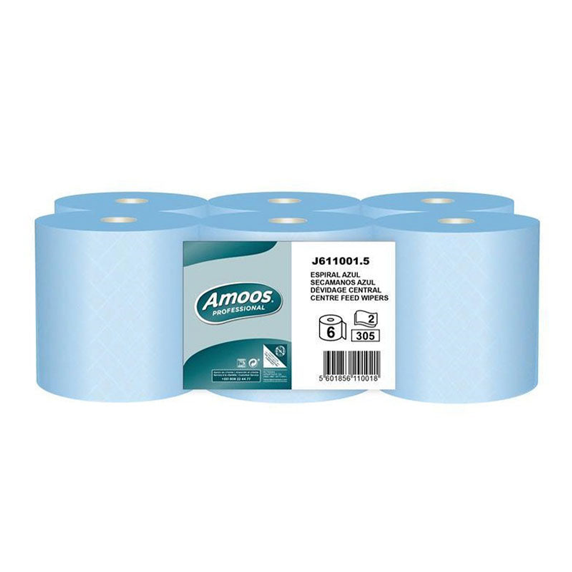 Papel Toalla Secamanos Mecha Amoos - Azul - 120 Metros  1