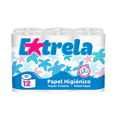 Papel Higiénico Doméstico Amoos Estrela - 12 Metros