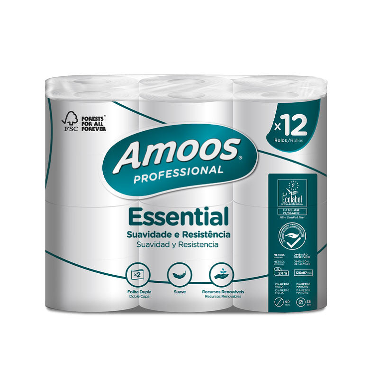 Papel Higiénico Doméstico Amoos Essential - 24 Metros 1