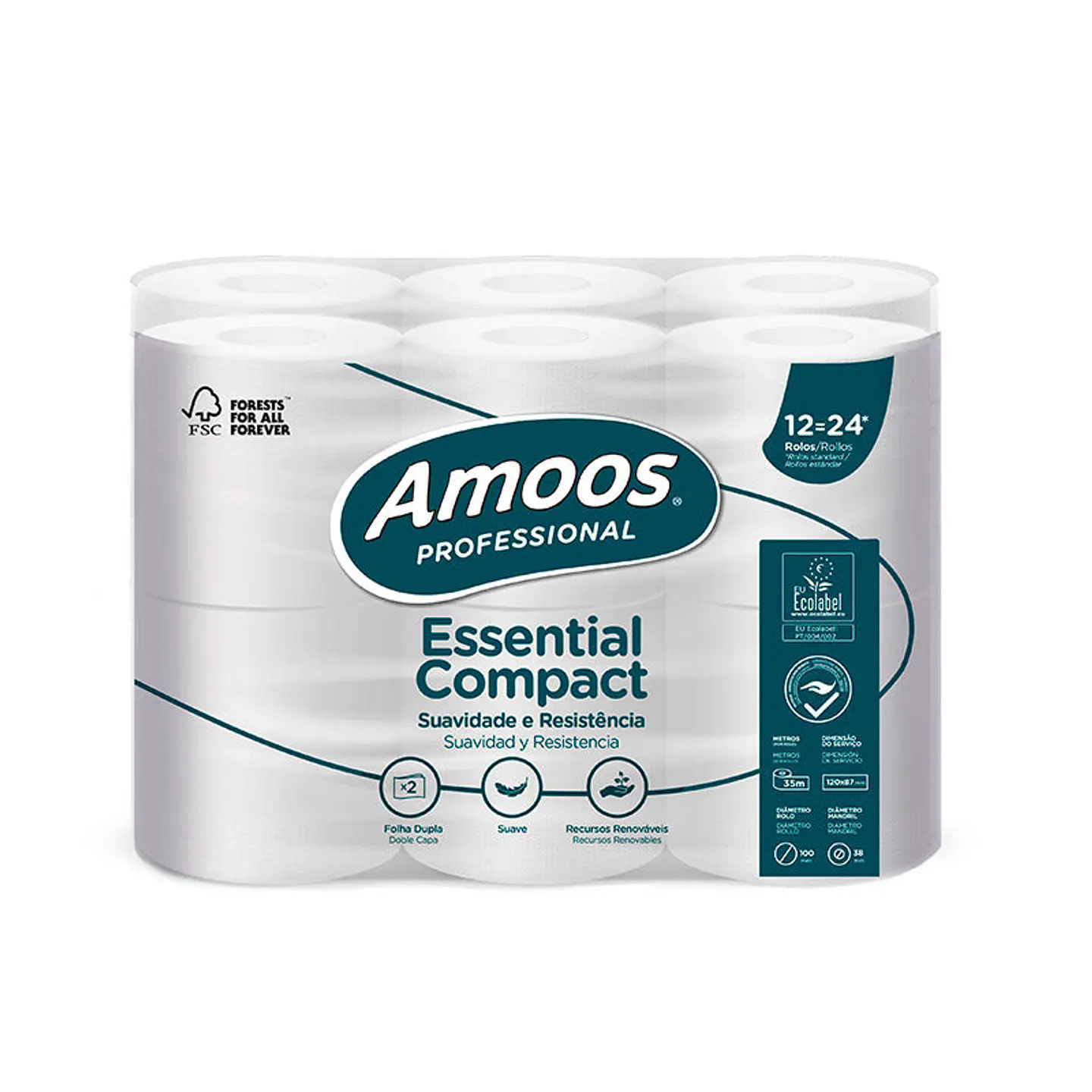 Papel Higiénico Doméstico Amoos Essential - 35 Metros 1
