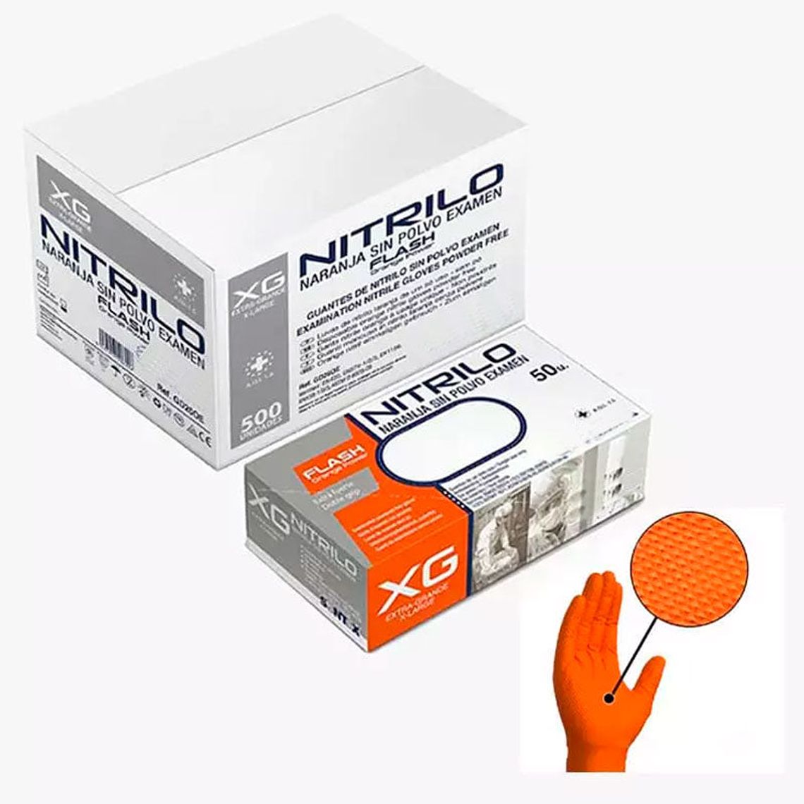 Guantes de Nitrilo Naranja 8,5 gr - 50 Guantes 3
