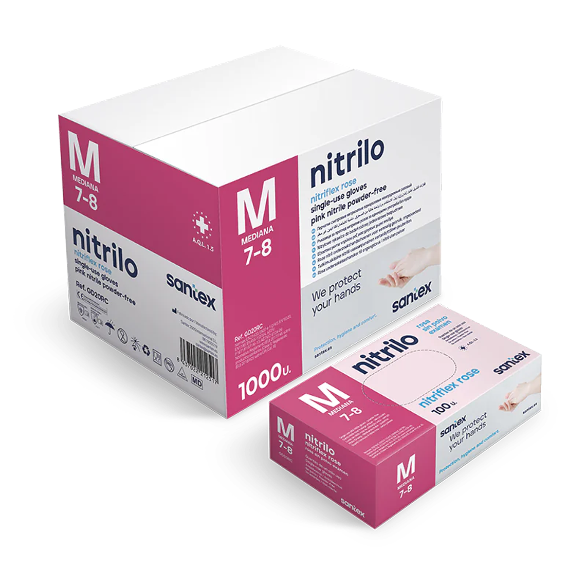 Guantes de Nitrilo Rosa 3,5 gr - 100 Guantes 3