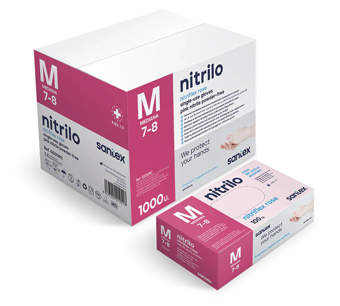 Guantes de Nitrilo Rosa 3,5 gr - 100 Guantes 3