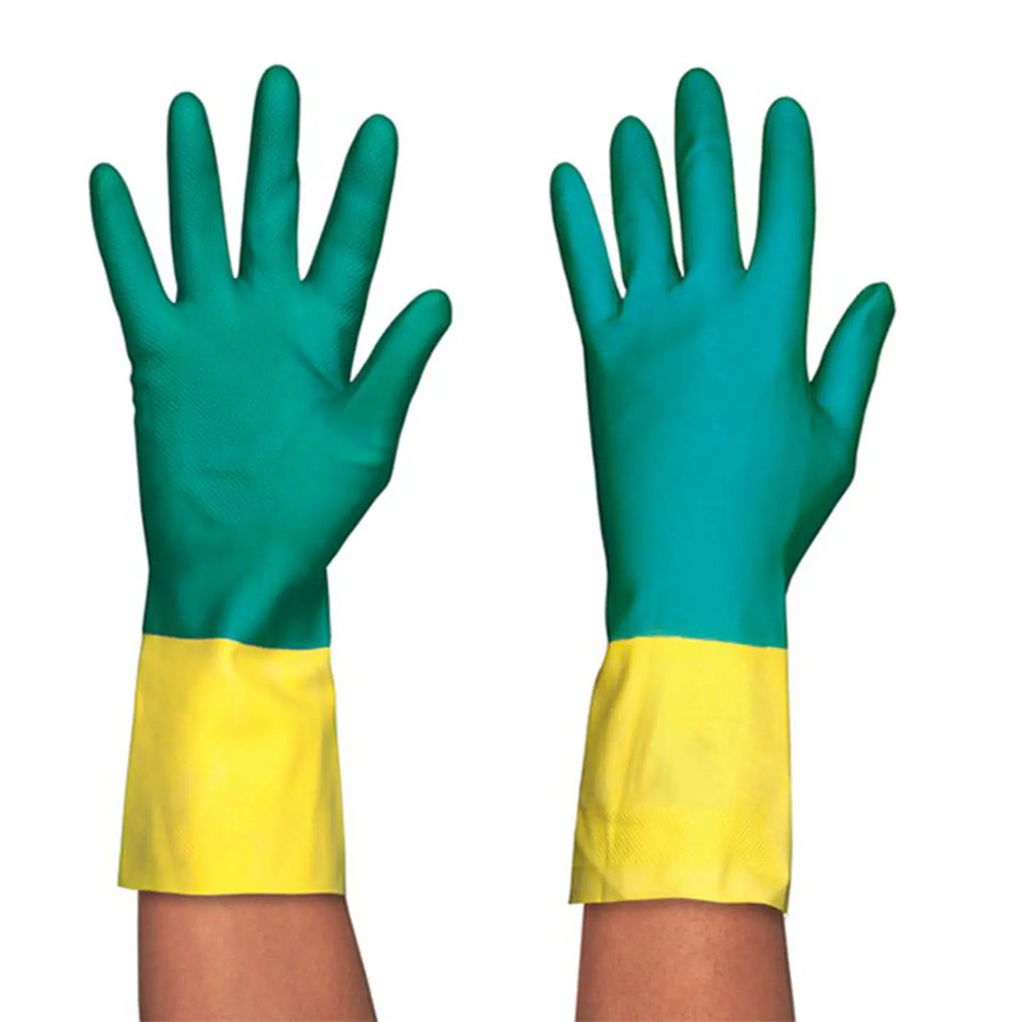 Guantes de Limpieza de Látex Flocados Menage - Verde/Amarillo 1