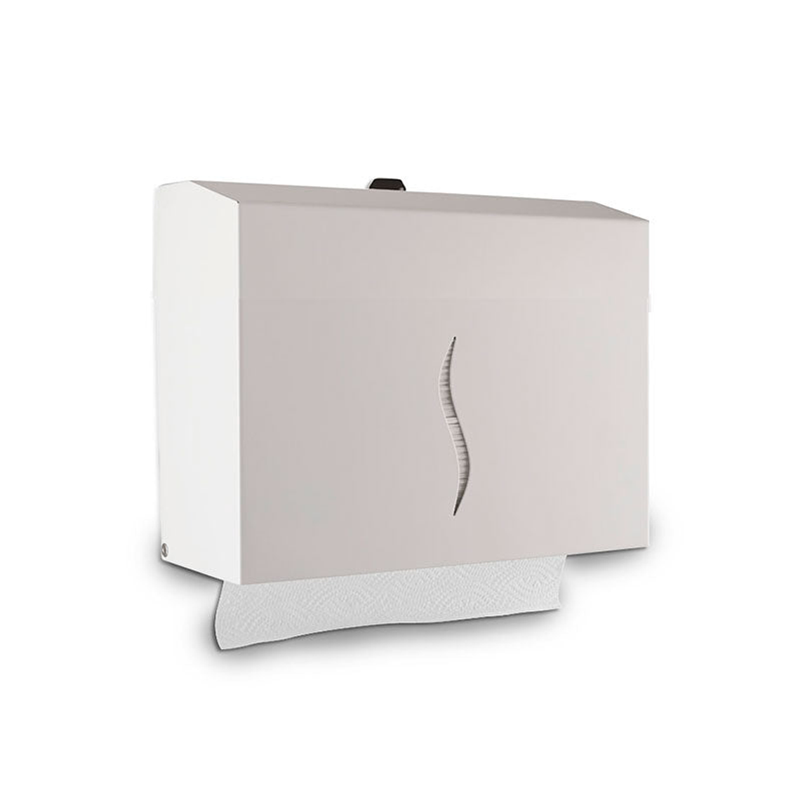 Dispensador Papel Toalla Secamanos Zig Zag Metal 300 Toallas – Blanco 1