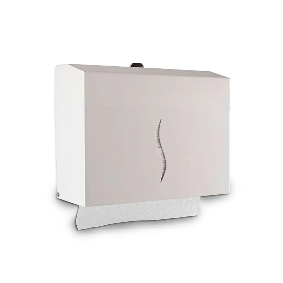 Dispensador Papel Toalla Secamanos Zig Zag Metal 300 Toallas – Blanco 1