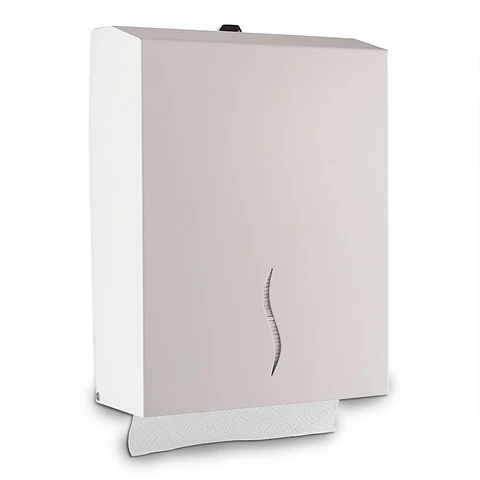 Dispensador Papel Toalla Secamanos Zig Zag Metal 600 Toallas – Blanco