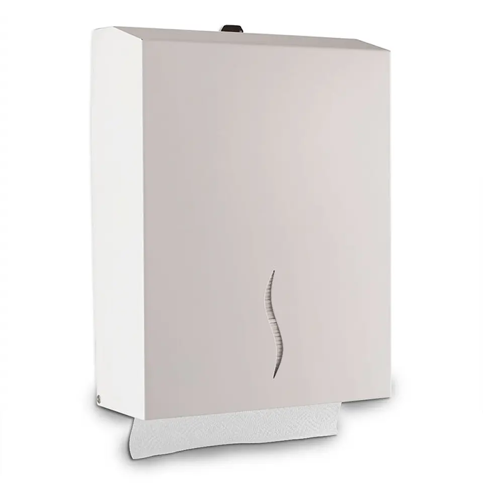 Dispensador Papel Toalla Secamanos Zig Zag Metal 600 Toallas – Blanco 1