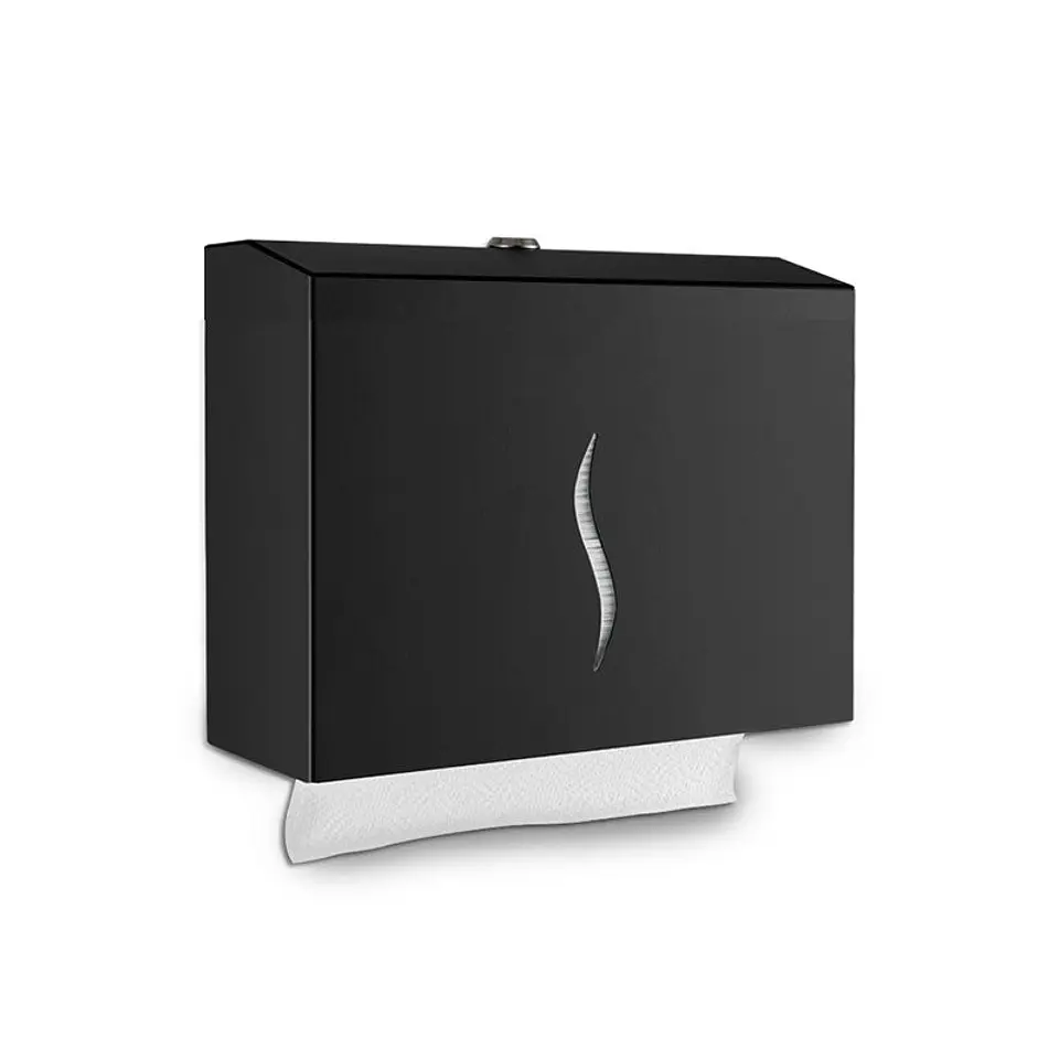 Dispensador Papel Toalla Secamanos Zig Zag Metal 300 Toallas - Negro 1