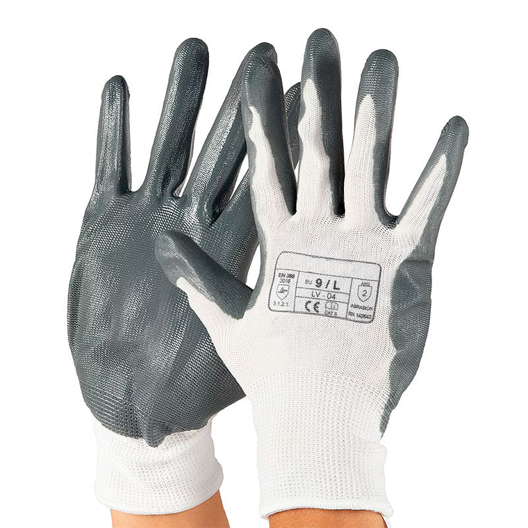 Guantes de Trabajo Nylon e Nitrilo LV-04 ( 12 Pares ) 1